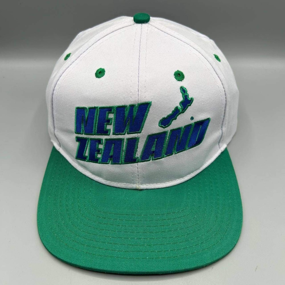 Vintage New Zealand Hat Men White Green Embroidered Eclipse Snap Back Cap New‎